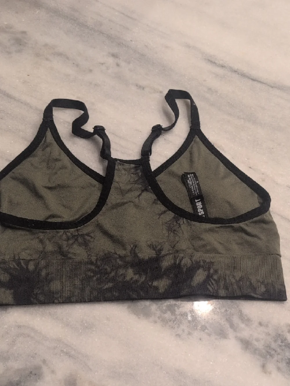 PINK Victoria's Secret Black Floral Sports Bralette with Pink & Blue Hibiscus 2